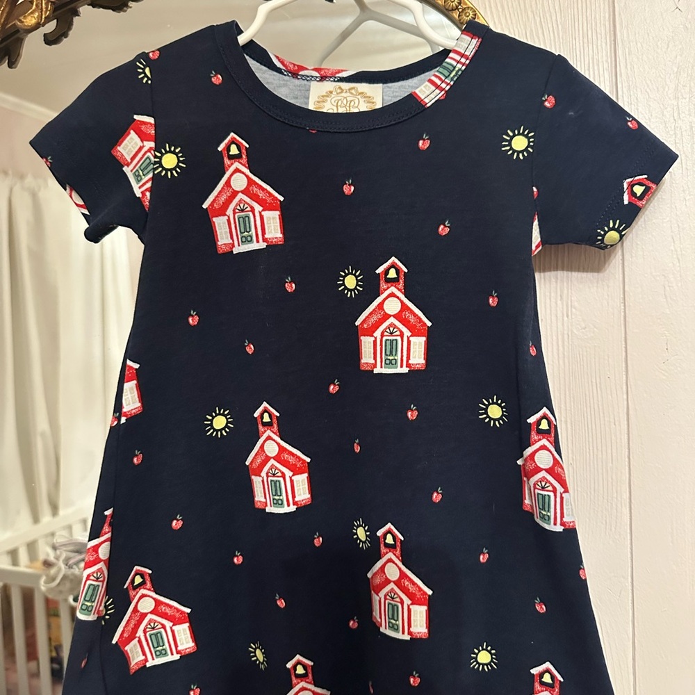 The Beaufort Bonnet Company Navy Dress with Red and Yellow Print